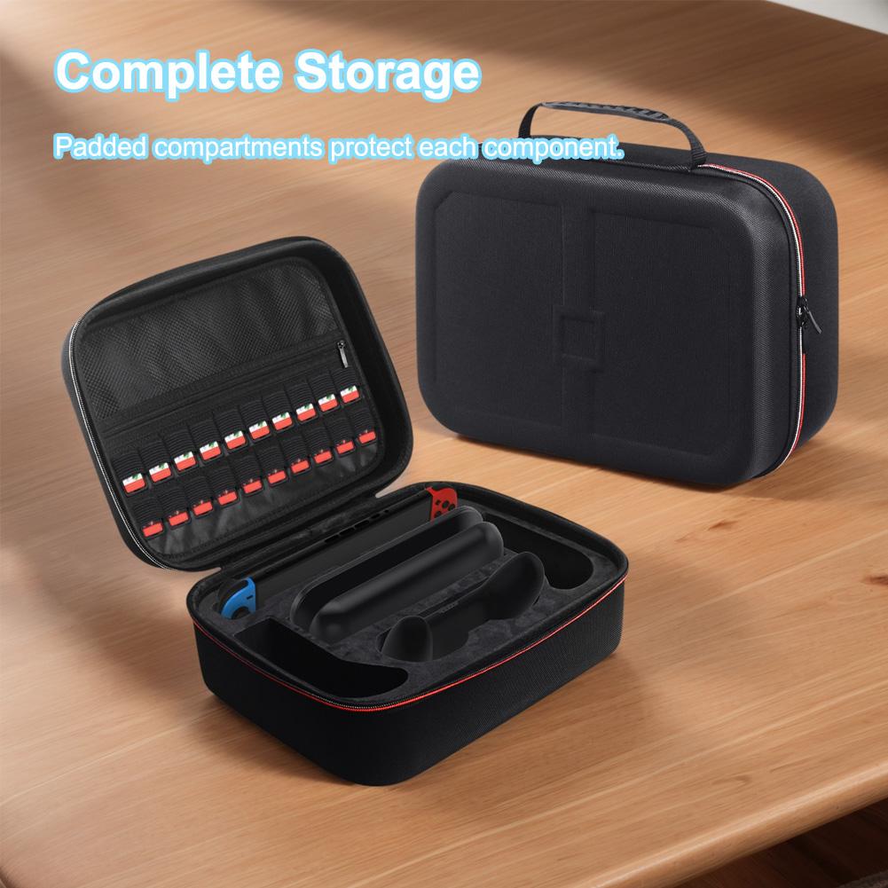 For NS2 Game Console Travel Case with 18 Card Slots Large Console Storage Bag Dustproof Hard Shell Box Outdoor Storage Handbag
