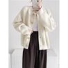 Autumn Winter Round Neck Solid Color Simple Knitting Outwear Women Casual Fashion Cardigan Coat Button Top