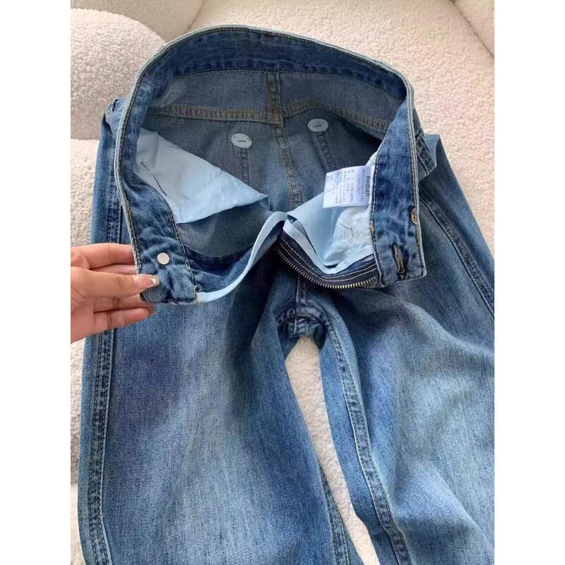La Chapelle Vintage Blue Straight-Leg Wide-Leg Denim Jeans