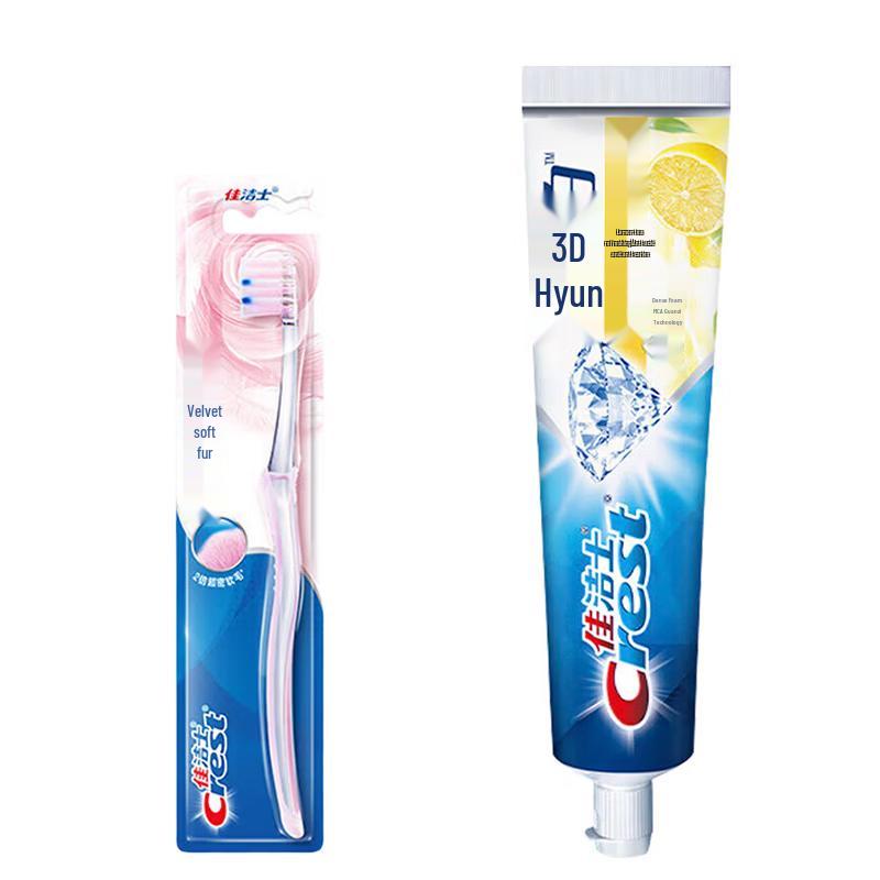 

Crest Velvet Gum Care Toothbrush & 3D White Lemon Tea Refreshing Toothpaste Combo