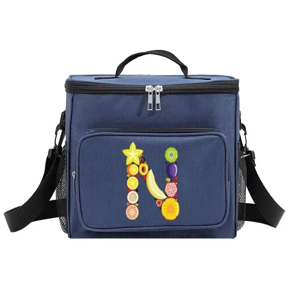 Lunch Bag Insulated Bags Cooler Box Thermal Organizer Handbag Camping Shoulder Storage Lunchbag for Men and Women Fruit Pattern