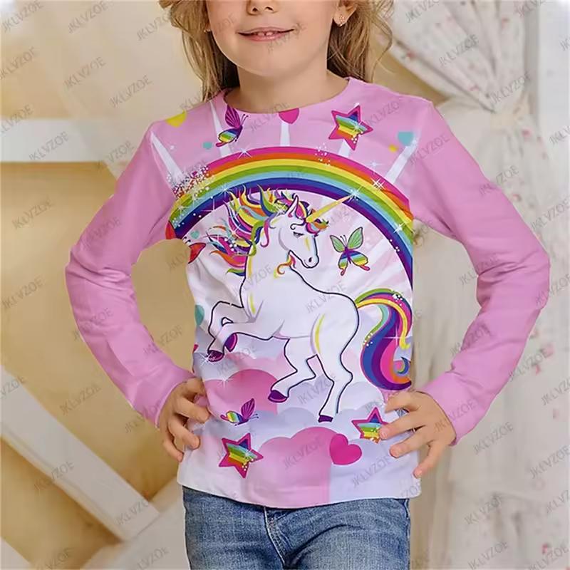 Tops Unisex Children's Cartoon Printed Cute Long Sleeved Soft Comfortable Top Men Women