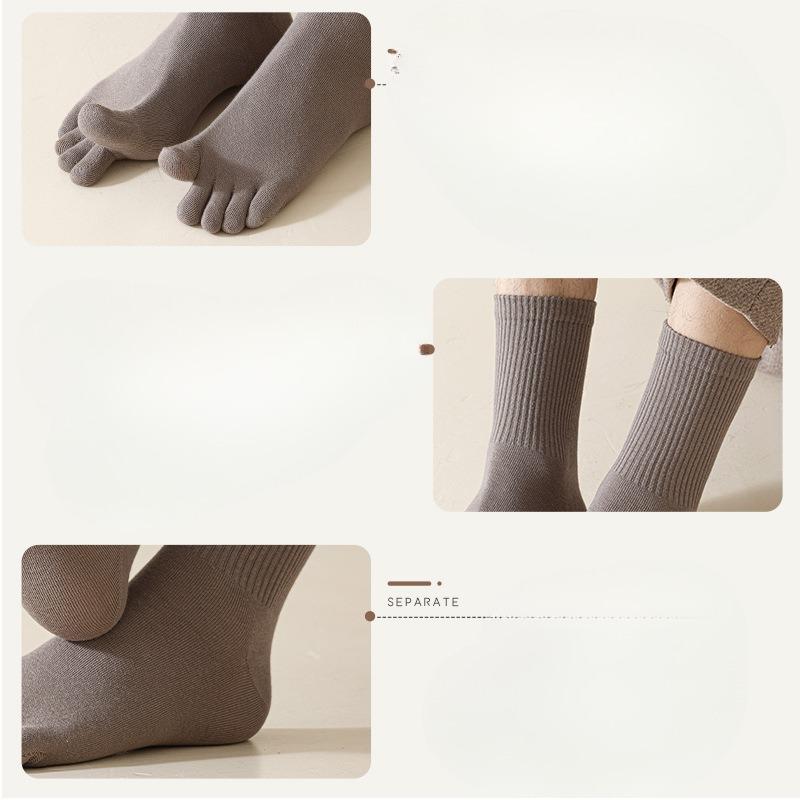 Five-fingered Socks, Men's Cotton Socks, Mid-calf Socks, Sports Sweat-absorbing Long Toe Socks, Anti-odor Long Socks, Toe Splitting Socks