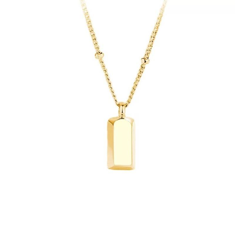 S925 Sterlingové stříbro Zlatá cihla Přívěsek Náhrdelník pro ženy Minimalistický Chic Řetízek 41cm 50cm
