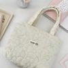 Korean Style Quilted Bow Embroidery Handheld Canvas Handbag for Women 2026 New