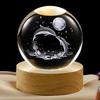 Crystal Ball Night Light Lamp with Dolphin Design Night LED Lamp with Wooden Base for Kids Room, Bedroom Home Decor, Office, Birthday