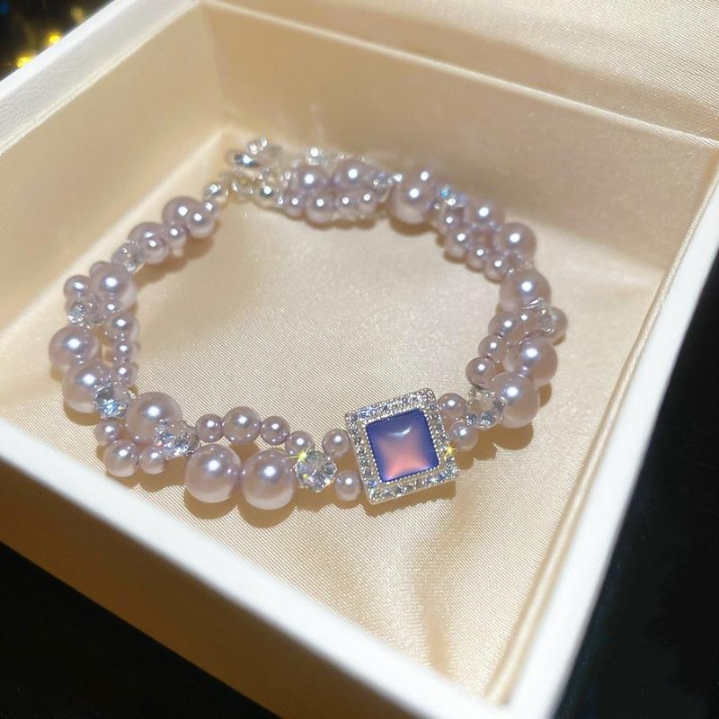 Rose Diamond Inlaid Pearl Bracelet Design Sense Niche High Value Temperament Personalized Fashion Shiny Bracelet