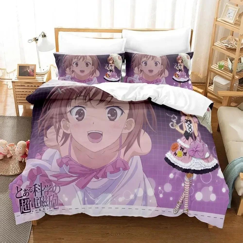 Nouvel Ensemble de Literie Misaka Mikoto Simple Twin Full Queen King Size Ensemble de Lit Adulte Enfant Chambre Housse de couette Ensembles 3D Anime Ensemble de Drap de Lit