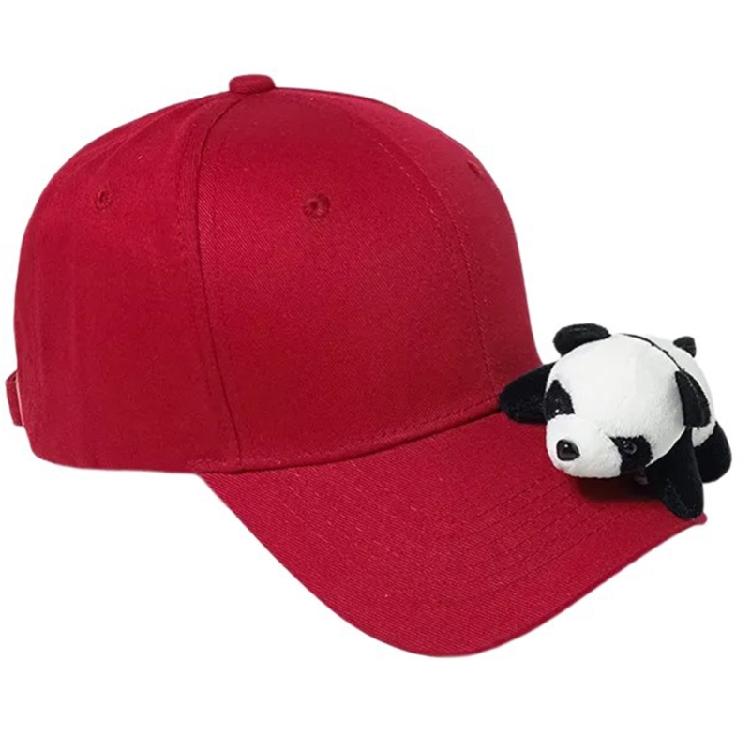 Lovely Plush Panda Baseball Hat For Women Men Unisex Cotton Baseball Caps with Adjustable Back Closure Sport Headwear