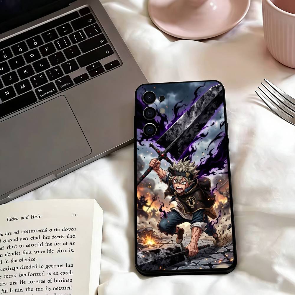 Black C-Clover A-Asta-a Phone Case For Samsung S25,S24,S21,S22,S23,S30,Ultra,S20,Plus,Fe,Soft Silicone Black Cover