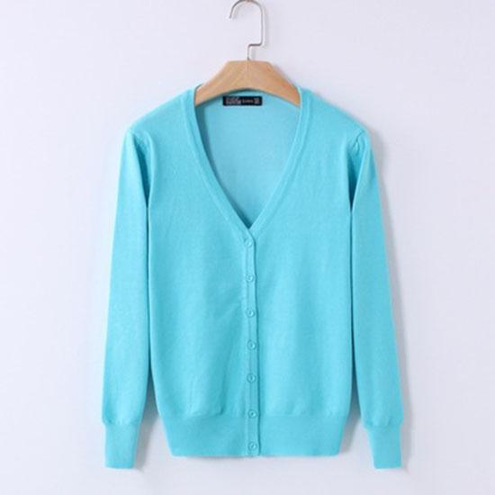 Podzim Zima Dámský tenký svetr Dámský pletený svetr Cardigan Šála Dlouhý rukáv Krátký kabát s výstřihem do V