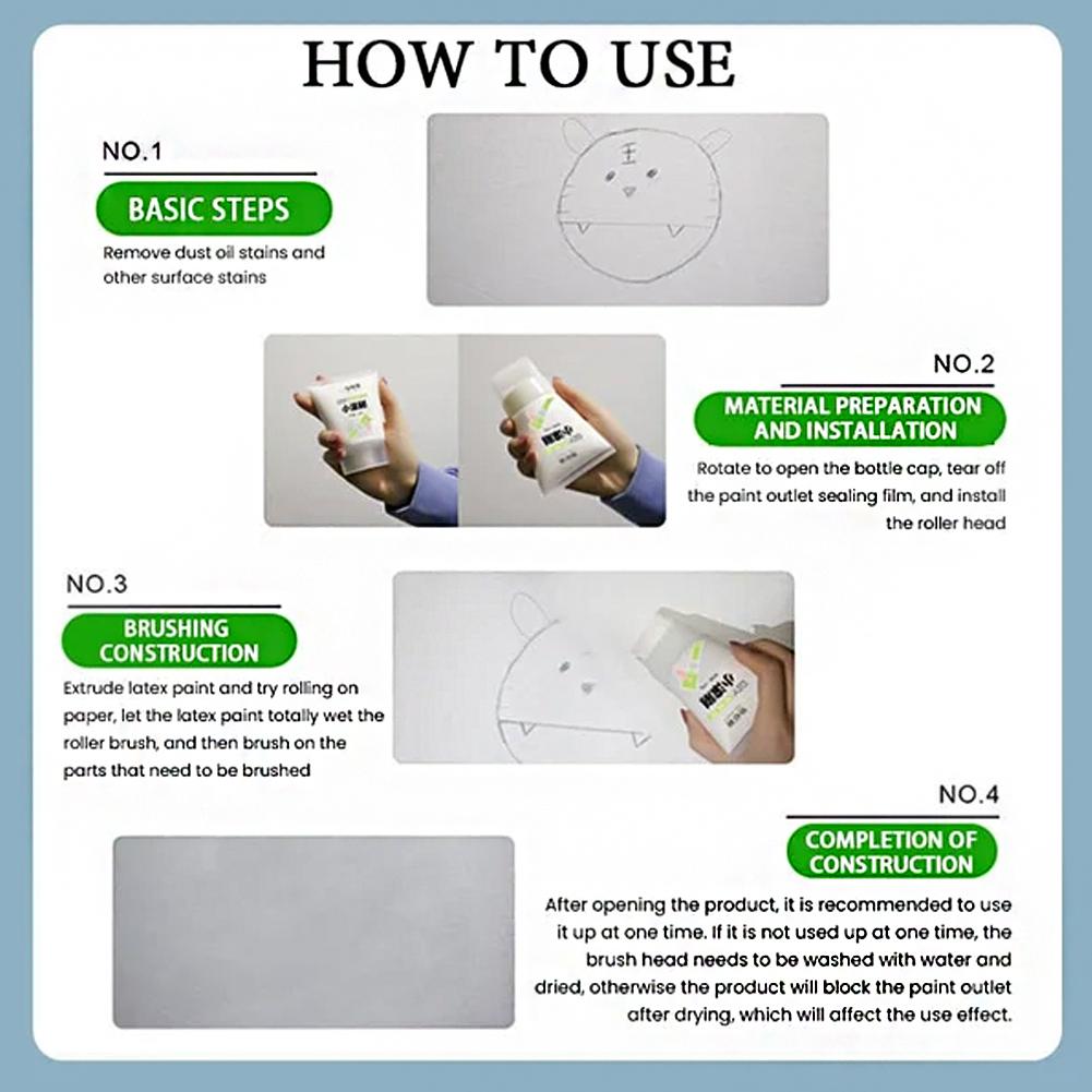 100g White Wall Repair Paste Roller DIY Patching Wall Latex Paint Drywall Repaint Brush Remove Stains Graffiti Home Accessories