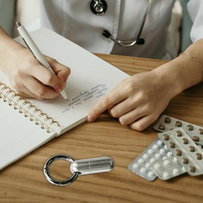 Kleine Medikamentenflasche Titan Medikamenten Pillendose Wasserdichte Pillenbox Rostfreie Kleine Pillenbox Tägliche Schlüsselanhänger Pillen Organizer