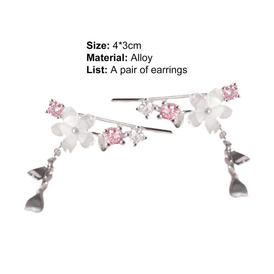 1 par dinglende øredobber Utsøkte hjerte kirsebærblomst rhinestones piercing krok øredobber