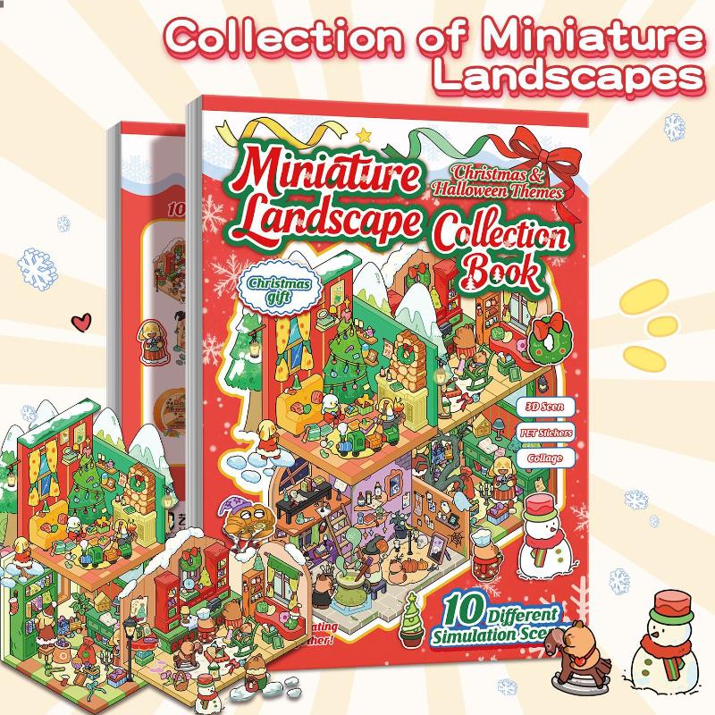 10Pcs/Set Cartoon Christmas Miniature Scene Diorama Stickers Diy Handmade Stacked Scrapbook Stickers Holiday Decoration Gifts