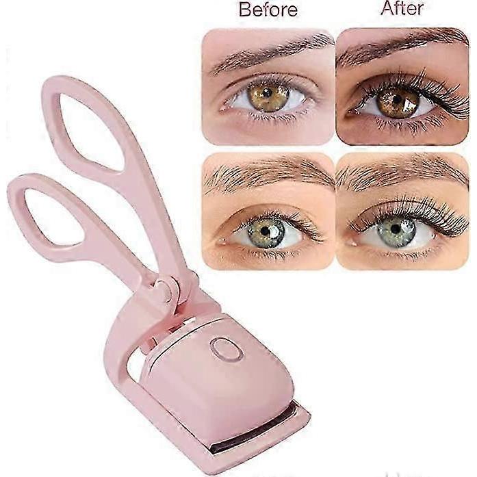 Heated Eyelash Curler (pink) - Electric Eyelash Curler, USB Rechargeable Eyelash Curler with Comb, 2 Heating Modes for Fast and Natural Curling of Eye