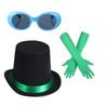 Halloween Costume Accessories Top Hat Elbow Length Gloves Oval Sunglass Eyewear Book Movie Character Cosplay Costume