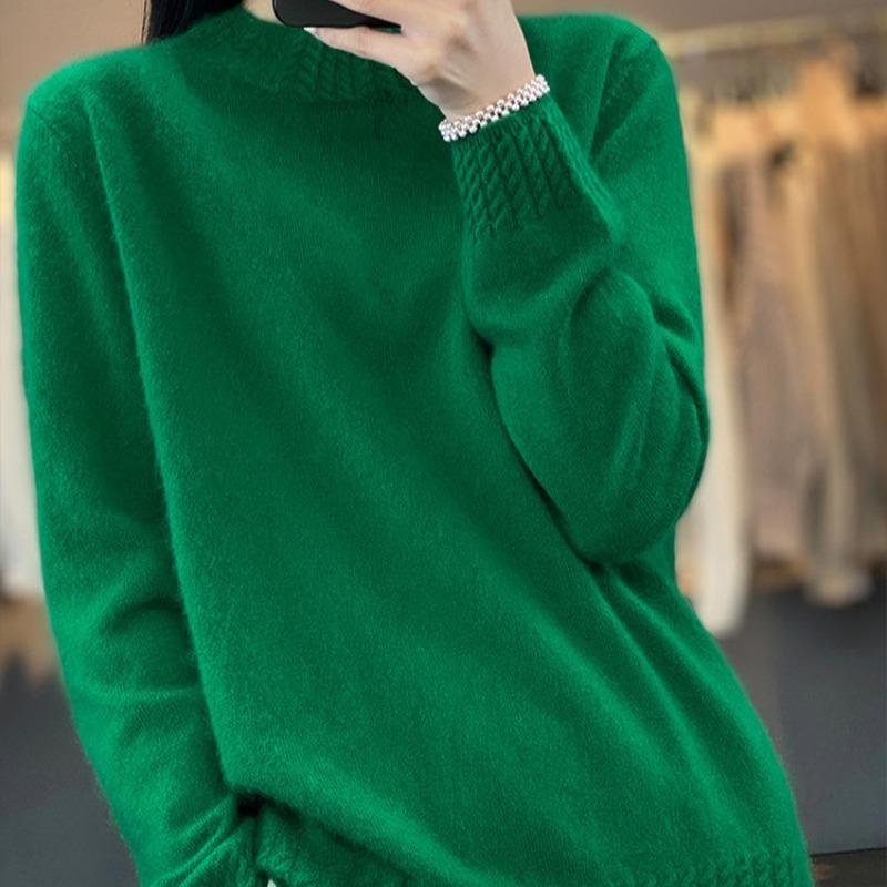 Half High Collar Base Autumn Knitted Sweater for Women Fashion Long Sleeve Loose Winter Pullovers Sweaters Women Casual Solid Ladies Knitwears 25656