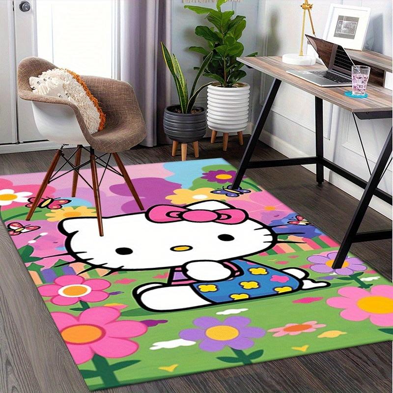 1pc Sanrio Hello Kitty Printed Office Carpet Rectangle Rug Under The Table,Perfect Room Decor for Living Room, Bedroom, Kitchen, Non-slip Floor Mat, G