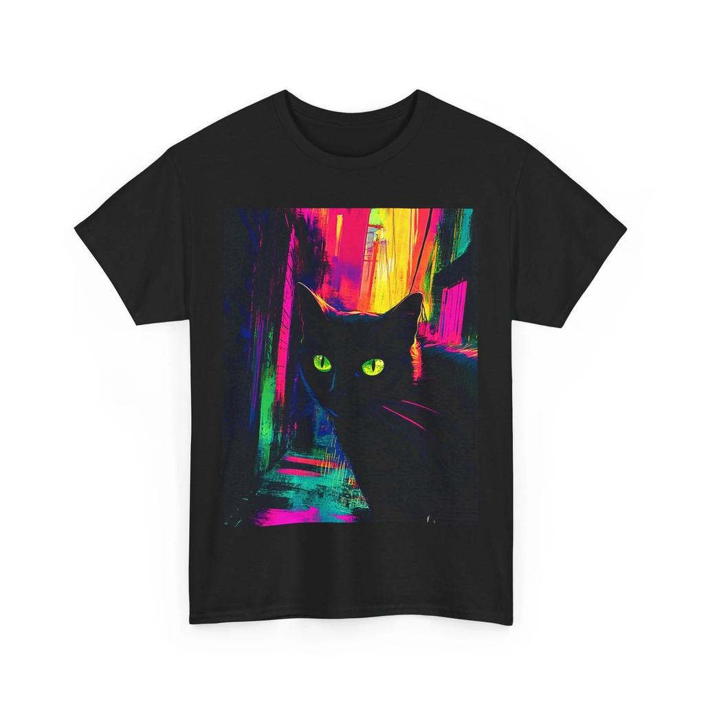 BLACK CAT MYSTERY ABSTRACT PAINTING TEE Tshirt HALLOWEEN GIFT MEN WOMEN SHIRT