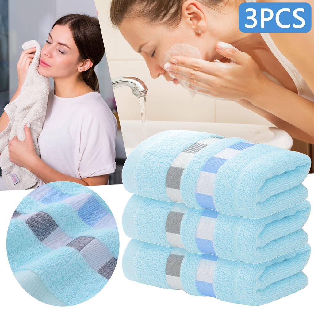 3 Pcs Absorbent Bath Towel Soft Face Towel for Home Striped Pattern Towel Set Soft Hand Towel Bath Towel Quick Drying Towels
