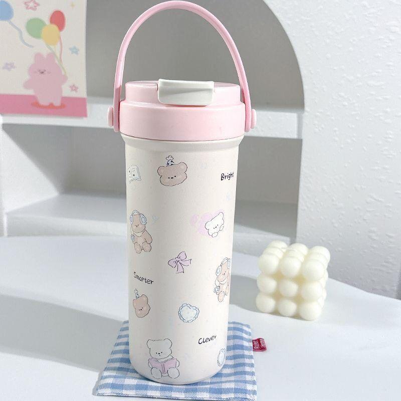 

2025 Model of a Very Attractive Cup for Drinking Water at Work, High-Looking Water Cup for Women, Large Capacity Thermos Cup, Convenient to Carry Pink-Original Salt Bear Thermos Cup 600ml
