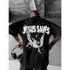 Men's Fashion Creative Design Sense Jesus Wings Printing Sports Casual Daily Versatile Summer Short Sleeve T-Shirt