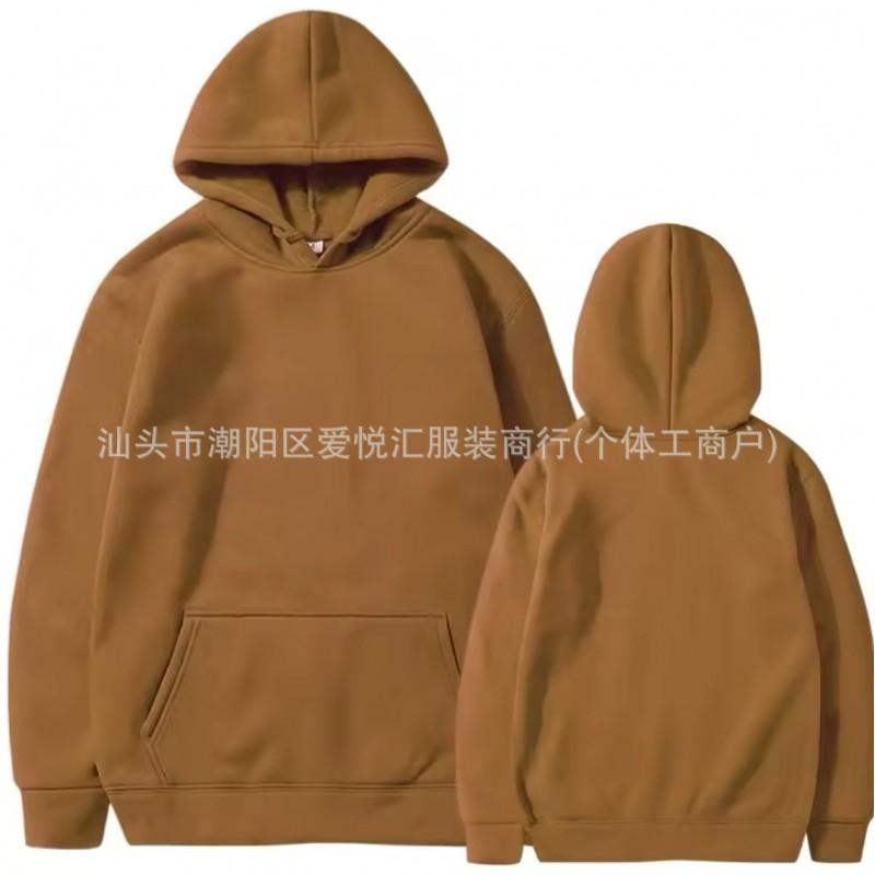 Solid Color Hooded Sweatshirt Men Women Couple Loose Fit Casual Streetwear