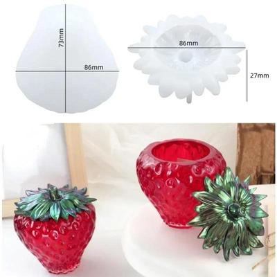 Caixa de Armazenamento de Moldes Criativos em Forma de Morango DIY Resina Epóxi Cristal Molde Caixa de Armazenamento Padrão de Frutas Pote de Armazenamento Molde de Joias