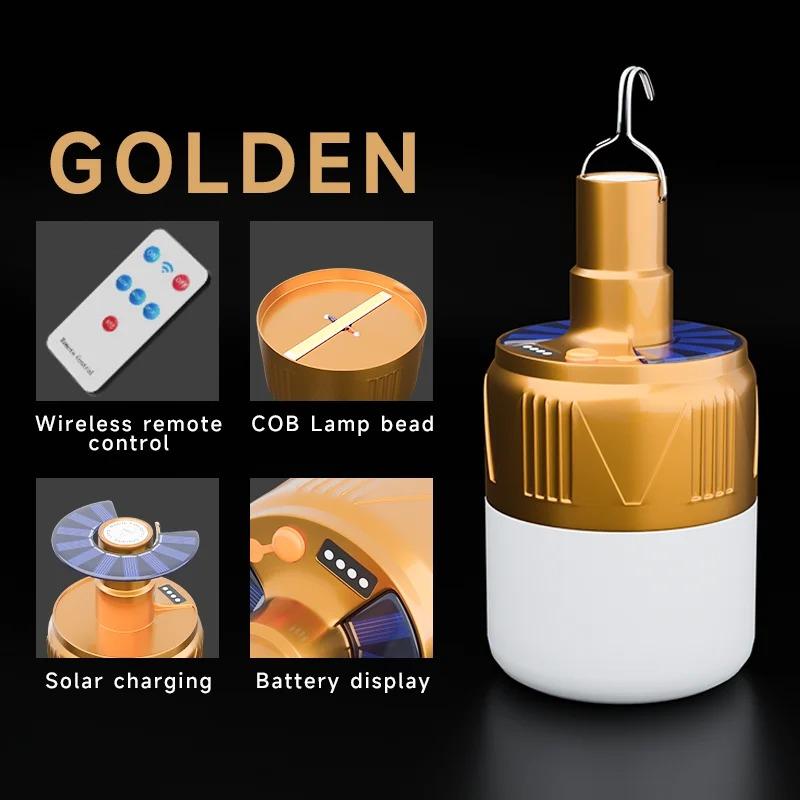 Solcellepære Camping Solcelle LED-lys USB Oppladbar 5 Lysmoduser Telthengende Pære for Utendørs Fotturer Nødsituasjon Strømbrudd