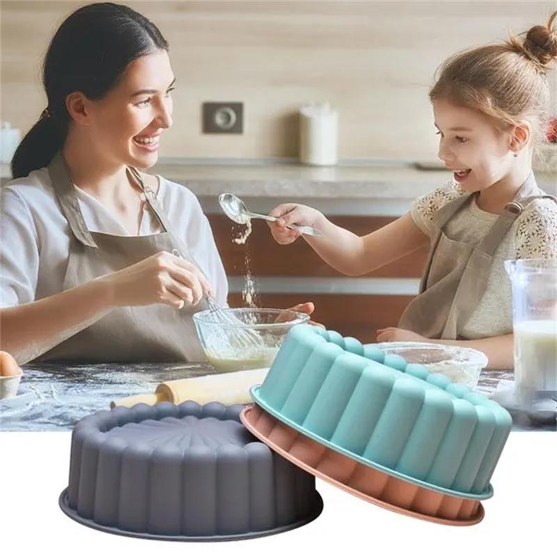 1pc Silicone Round Pan Charlotte Cakes Baking Pan Sponge Flan Mold DIY Strawberry Shortcake High-temperature Resistant Kitchen Silicone Moulds