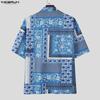 INCERUN Summer Men Lapel Neck Short Sleeve Print Beach Casual Holiday Hawaiian Shirts