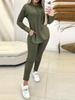 2023 Autumn/Winter Women's Casual Knitted Hoodie & Long Pants Set - Long-Sleeve Two-Piece