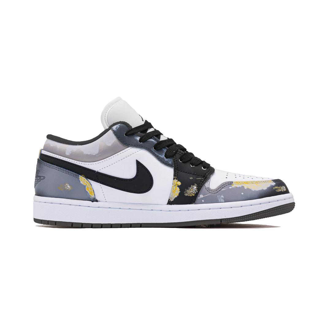 Jordan Air Jordan 1 Lucifer Abrasion Resistant Low Top Vintage Basketball Shoes Unisex Black Gold 553558-081(Team1576-)