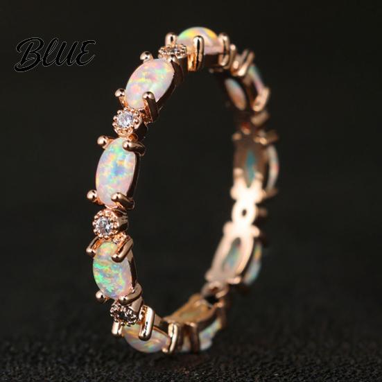 Eternal Faux Opal Glow Ring Imitation Radiant Oval Infinite Love