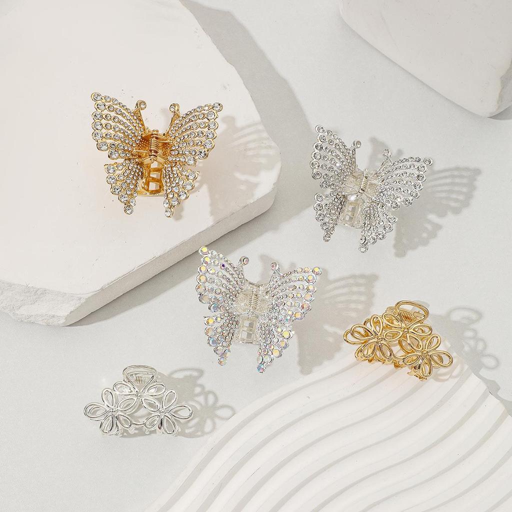 High-End Alloy Butterfly Small Claw Hair Clip for Women - Elegant Half-Up Hairstyle Accessory