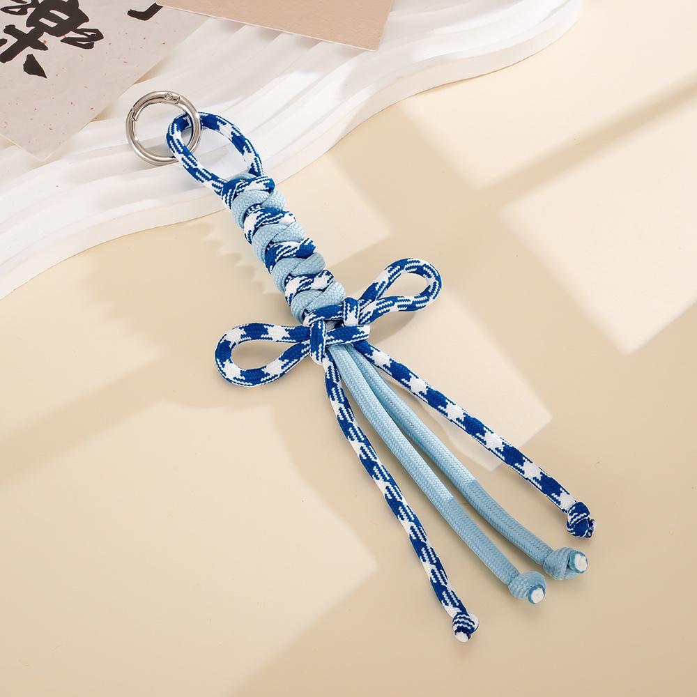 Colorful Cow Hand-woven Nylon Keychains Bag Decorative Car Fashion Accessories Woven Art Gift for Friend Bag Charm