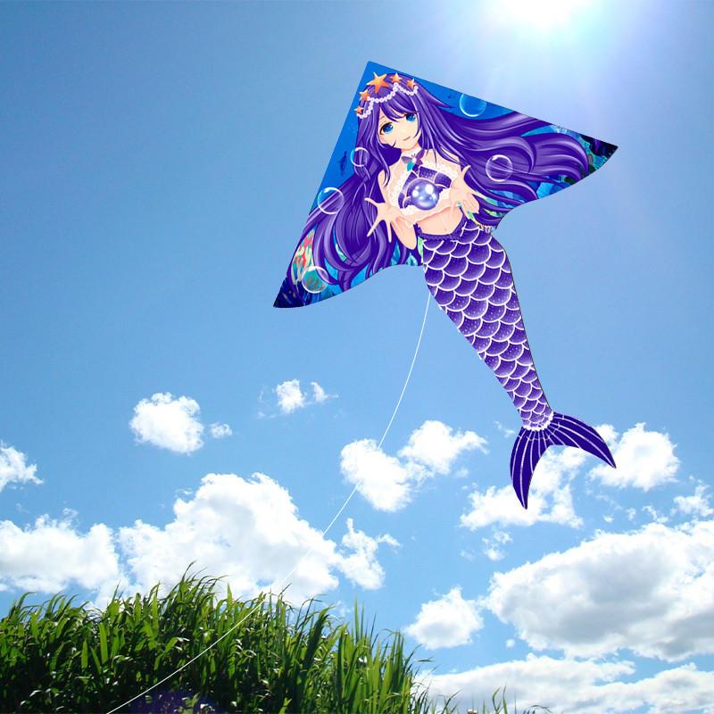 Weifang Hongyun Kite Children Cartoon Mermaid Kite New Triangle Light Breeze Flying Girl Goldfish Swallow 1.6m Mermaid [pink]