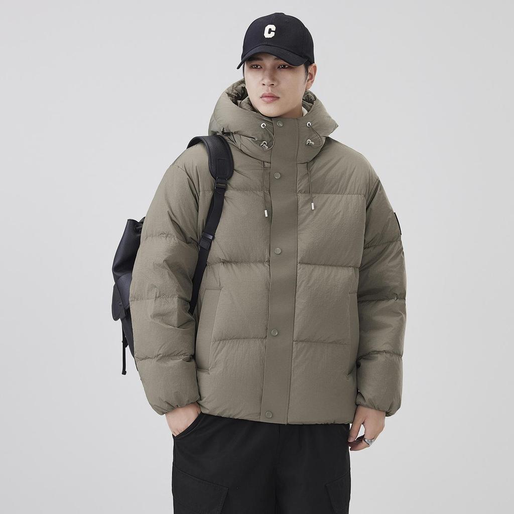 Men's 2025 Fashion Trend Black Hooded Down Jacket - 90% Down, Thick & Warm