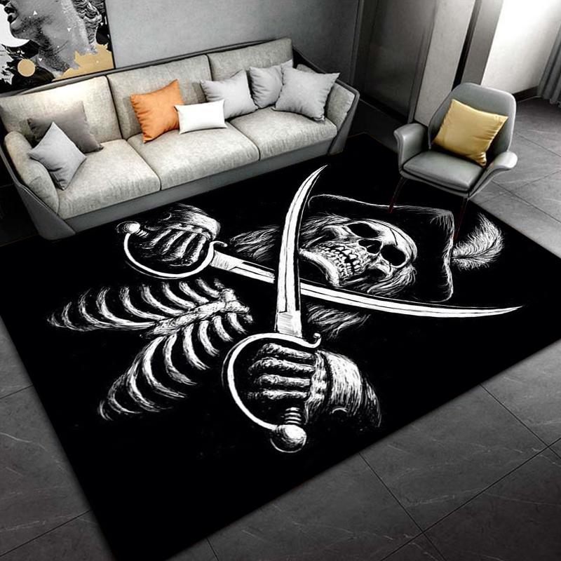 Skeleton Sea Pirate Pattern Rug Carpet for Living Room Bathroom Mat Creative Doormat Carpet for Bedroom Home Decor Play Mats