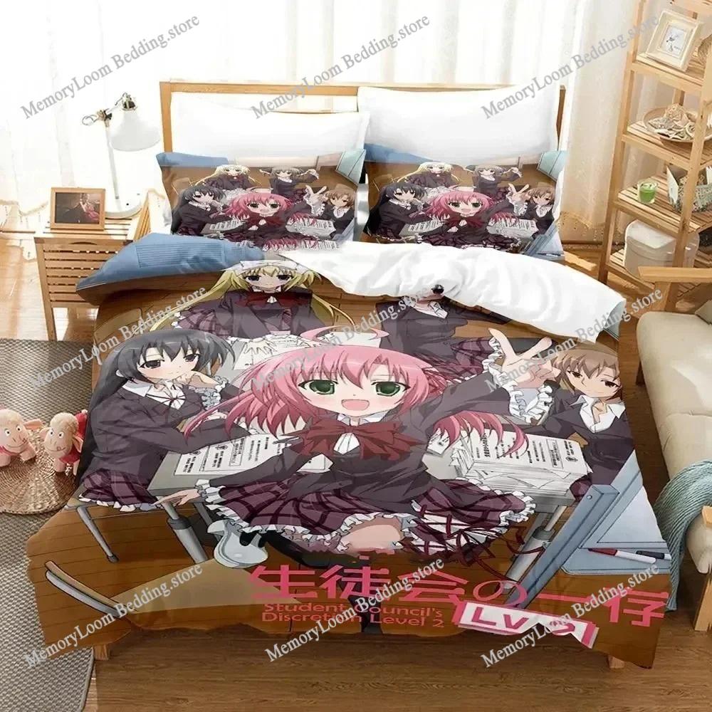 Anime Series Popular Student Council's Discretion Bedding Set Full/Queen Size Duvet Cover Pillowcase Kids Bedroom Decor Soft Set