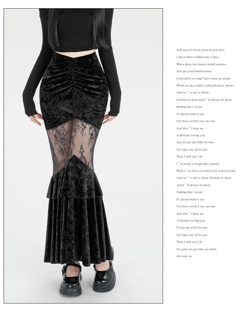 Elegant 2025 Black Velvet Mermaid Skirt for Women