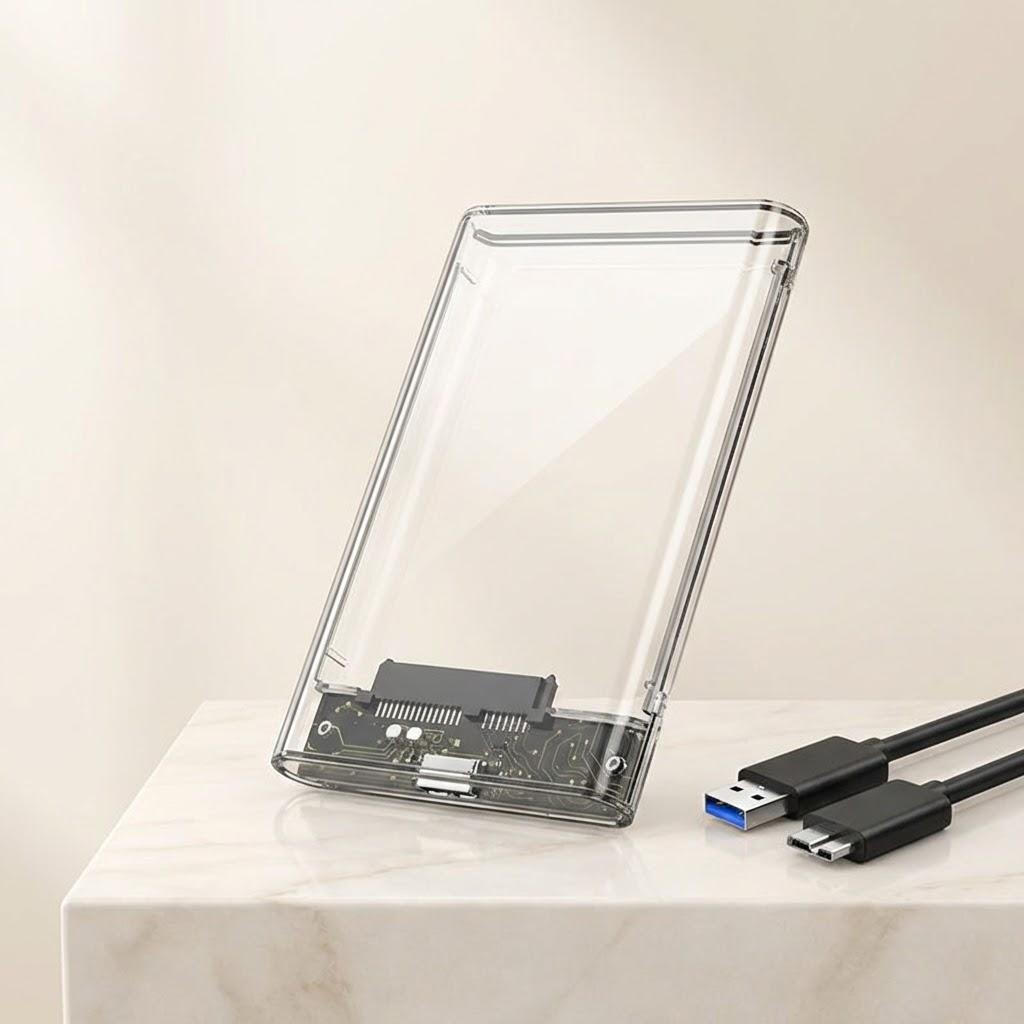 

Transparent USB 3.0 3.1 HDD Enclosure for 25 Inch SATA SSD HDD Tool-Free Design for Windows Mac Linux