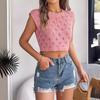 GMXIA Spring Summer Hollowed-out Leaf Crop Crop Knit Top for Women's Vacation