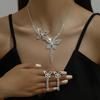 Bow Wedding Necklace Earring Set Fashionable Simple Bridal Banquet Party Accessory Gift