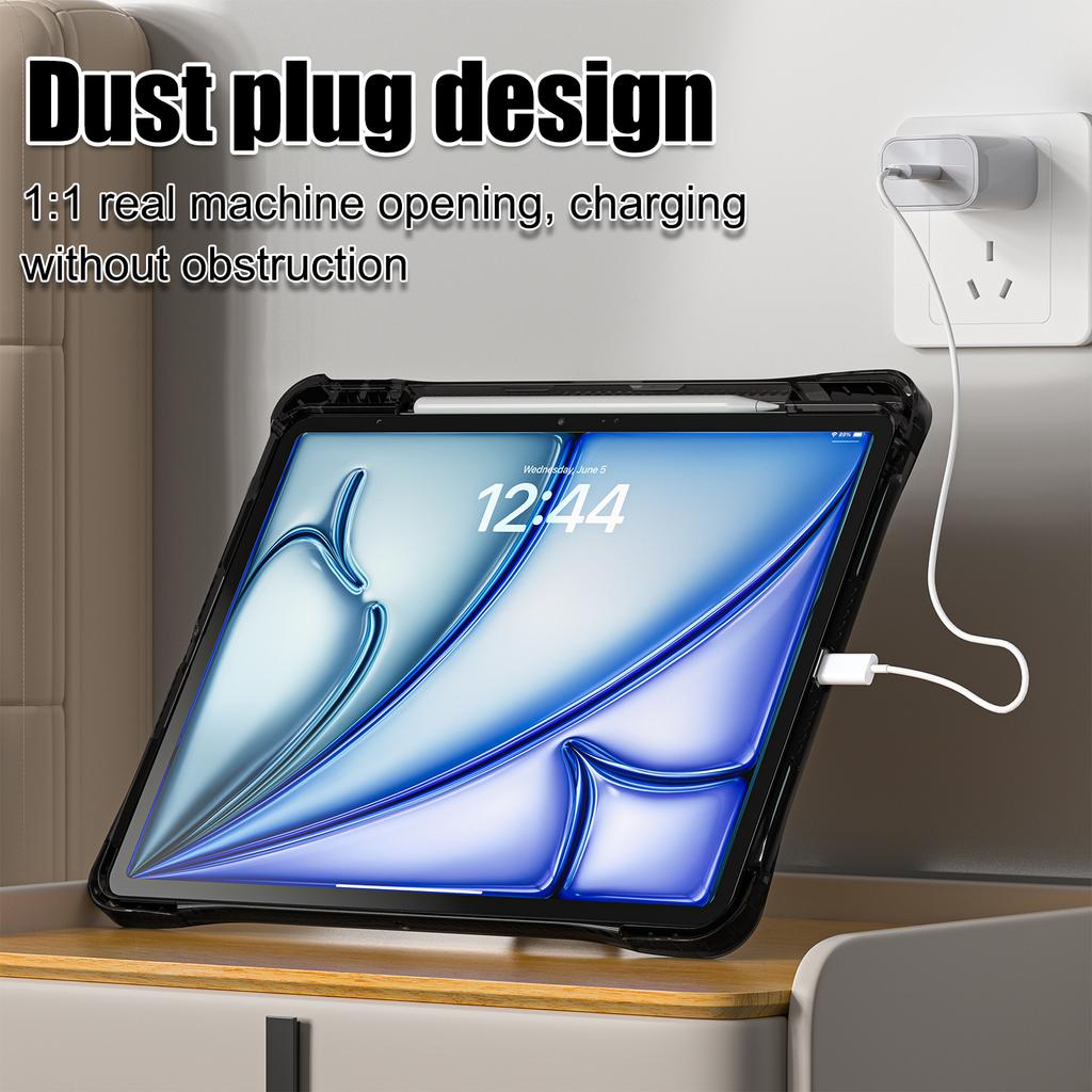 Clear Case for iPad Air 13 (2025)/(2024)/Pro 12.9 (2022)/(2021)/(2020)/(2018) PC+TPU+Acrylic Kickstand Cover