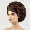 Silky Satin Sleep Cap with Tie-Up Ribbon for Women - Hair Care Hat