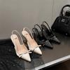 Pointed Single Shoe Temperament 2025 Bag Head Women's Summer High Heels Women's Stiletto Heel Bow French Sandals New Satin