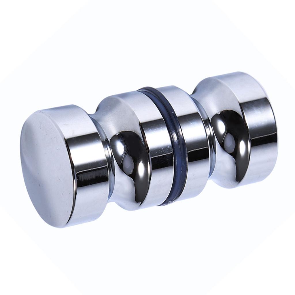 Door Handle Aluminum Alloy 1.1" Dia Single Glass Door Knob Bathroom Shower Cabinet Handle with Screw