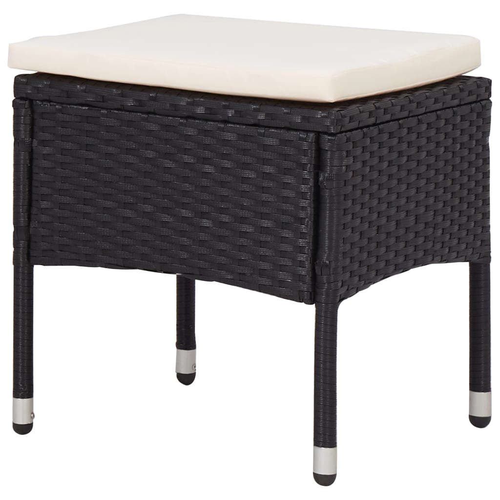 5 Piece Outdoor Dining Set Black Poly Rattan & Solid Acacia Wood